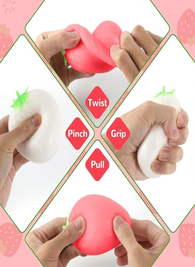 Lonfliness Color Changing Strawberry Squishy Toy Kawaii Strawberry Fidget Sensory Toys Fruit Decompression Toy Stress Relief Squishies Soft Silicone Squeeze Gifts for Adults Party Favors Anxiety Relaxing - Image 5